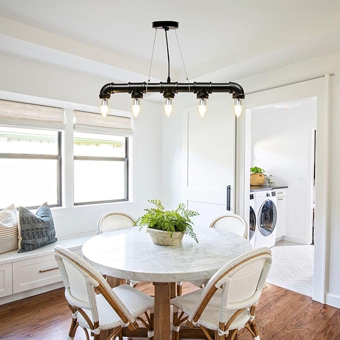 RjcdOPL Hanglamp in de vorm van een waterslang, industriële hanglamp in retrostijl, 65 cm, in hoogte verstelbaar, ideaal voor woonkamer, keuken, bar (zonder lamp) photo 3