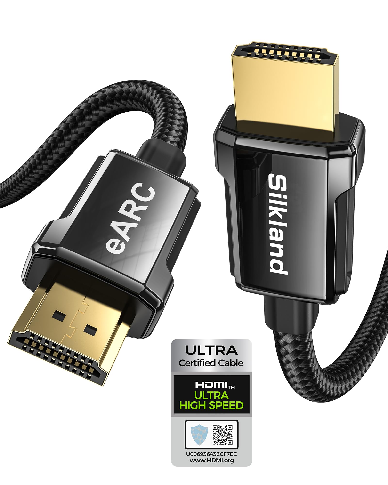 Silkland 8K HDMI ARC/eARC Cable 2.1 for Soundbar 10ft, 8K@60Hz, 4K@120Hz