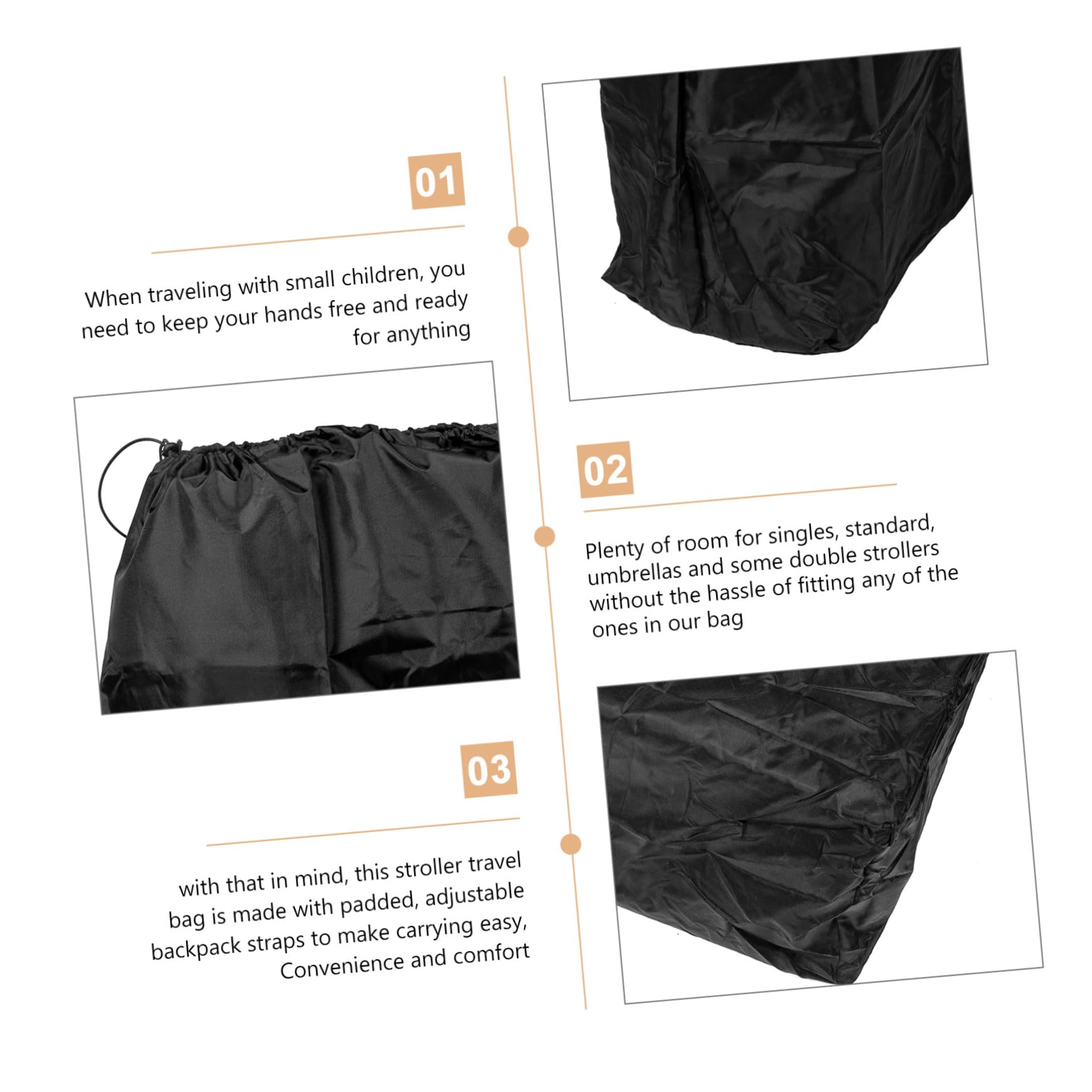 Borsa da Viaggio per Passeggino, per Viaggio Aereo, in Nylon Nero