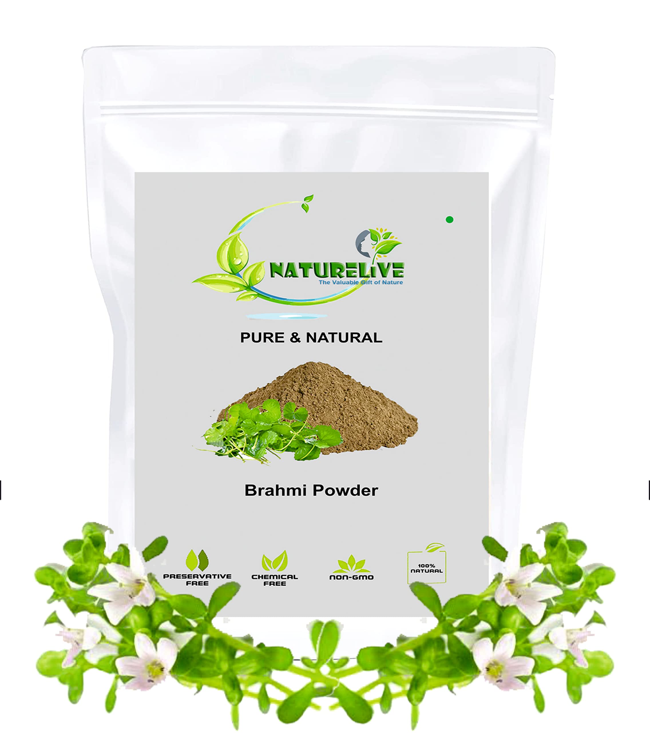 Brahmi Powder for Brain, Memory, Edible, Drinking, Eating, Kids, Pure, Organic, Herbal, Hair Care(Growth, Strong, Silky & Smooth Hairs), Waterhyssop, Good for Hair pack(200GM)