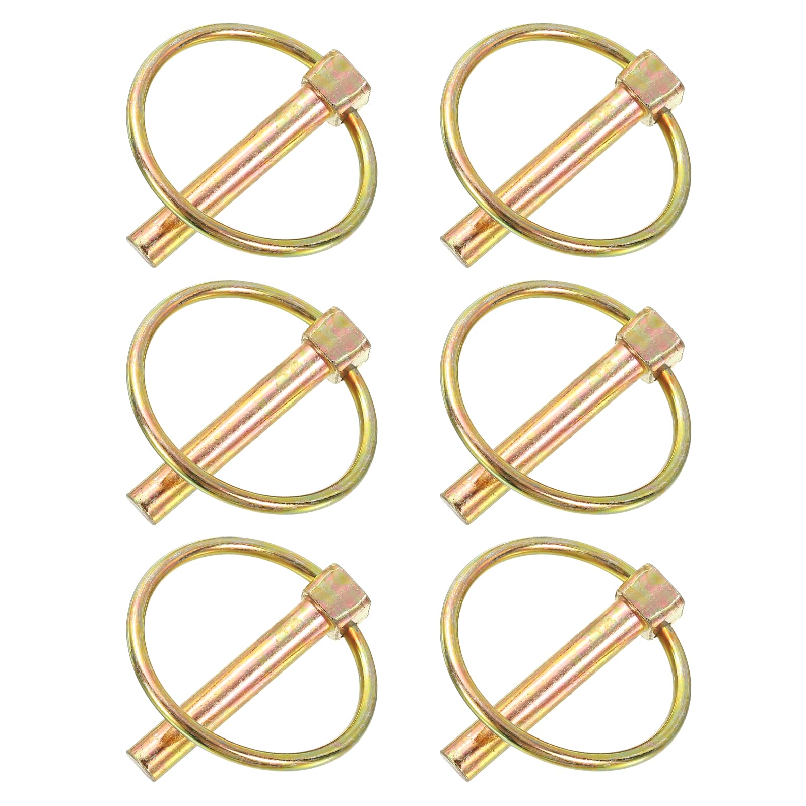 PATIKIL 5/16" x 1-9/16" Lynch Pin with Ring, 6 Pcs Heavy Duty Round Linch Pins Shaft Locking Pin Clips for Farm Tractors Trucks Lawn Mowers Trolleys Trailers