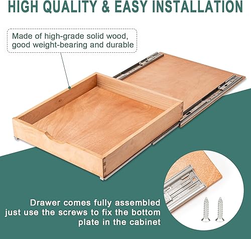 Miniatura 5 de Cajón extraíble totalmente montado, organizador de gabinete extraíble de madera, cajones extraíbles deslizantes de cierre suave para armarios de