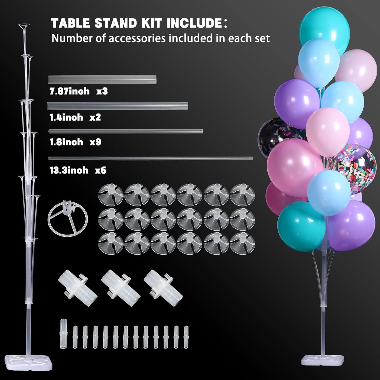 Leyndo 4 Sets Balloon Stand Kits 63 Inch Height Clear Balloon Stand Holder for Floor Holders for Table Centerpiece for Birthday Wedding Party Decor