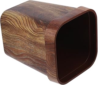 Wood Grain Trash Can Medium Size Open Top Rustic Plastic Wastebasket for Bathroom Kitchen Living Room Recycling Bin