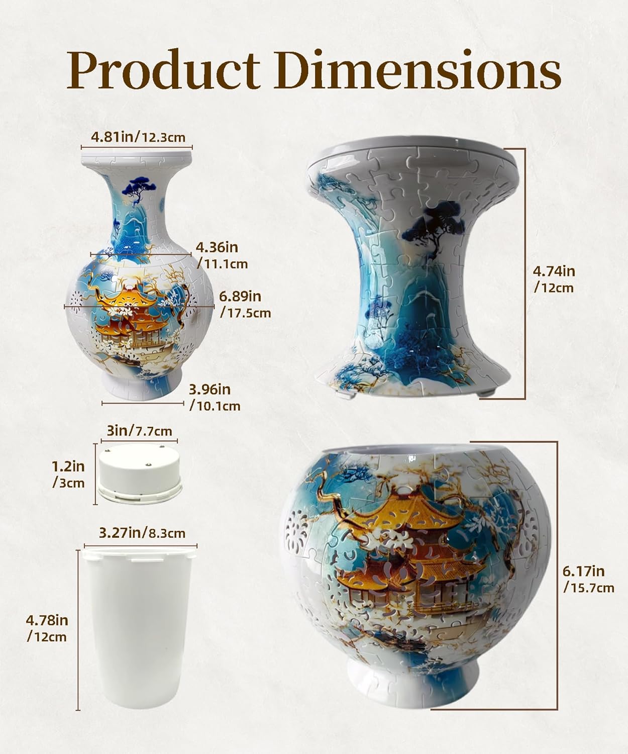3D Puzzle Vase – 200-Piece Interlocking Plastic DIY Flower Vase, Home Decor/Stress Reliever/Floral Arrangement Art, Unique Creative Gift （Small House）