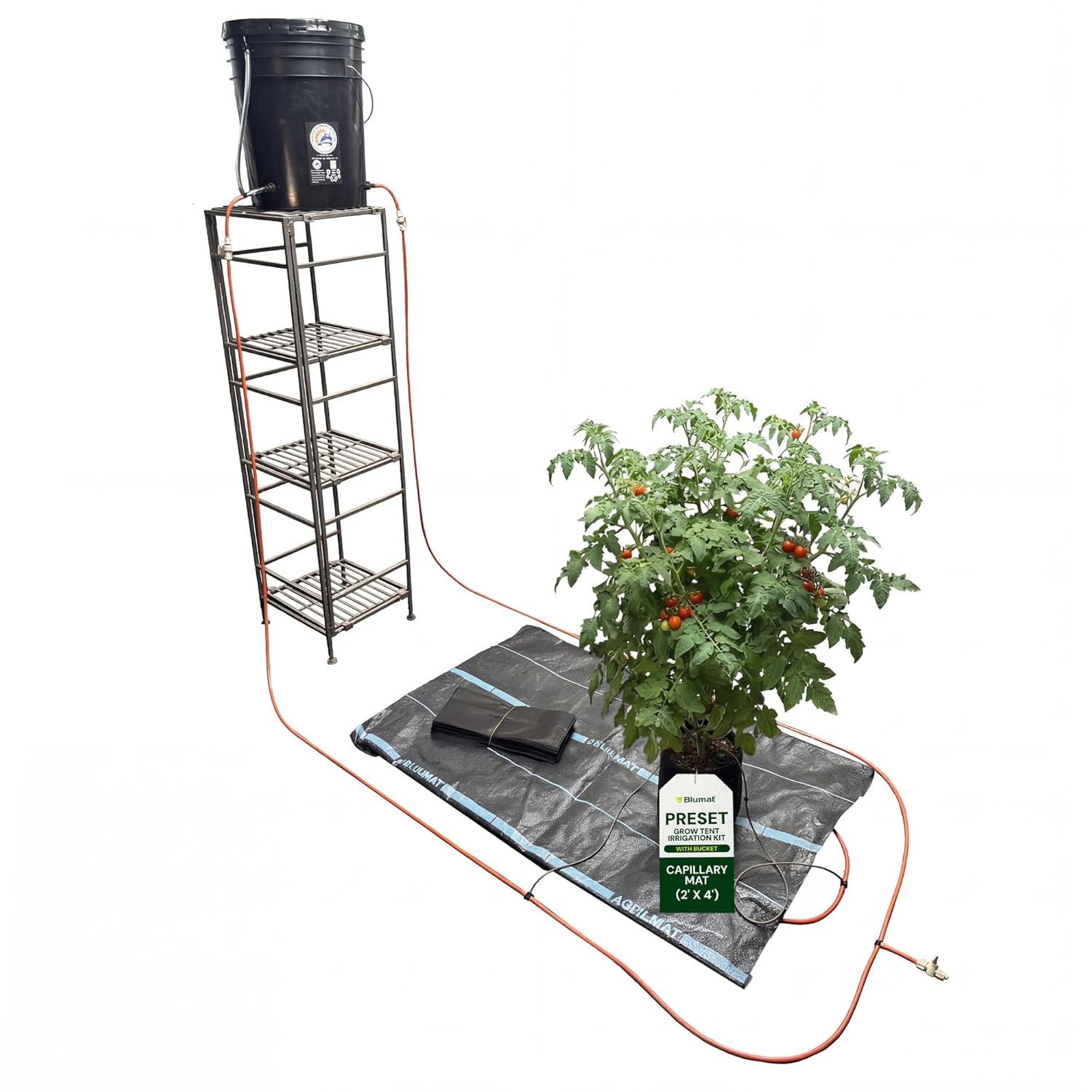 Grow Tent Irrigation Preset Blumat Kit for 2' x 4' Capillary Mat (Bucket not Included)