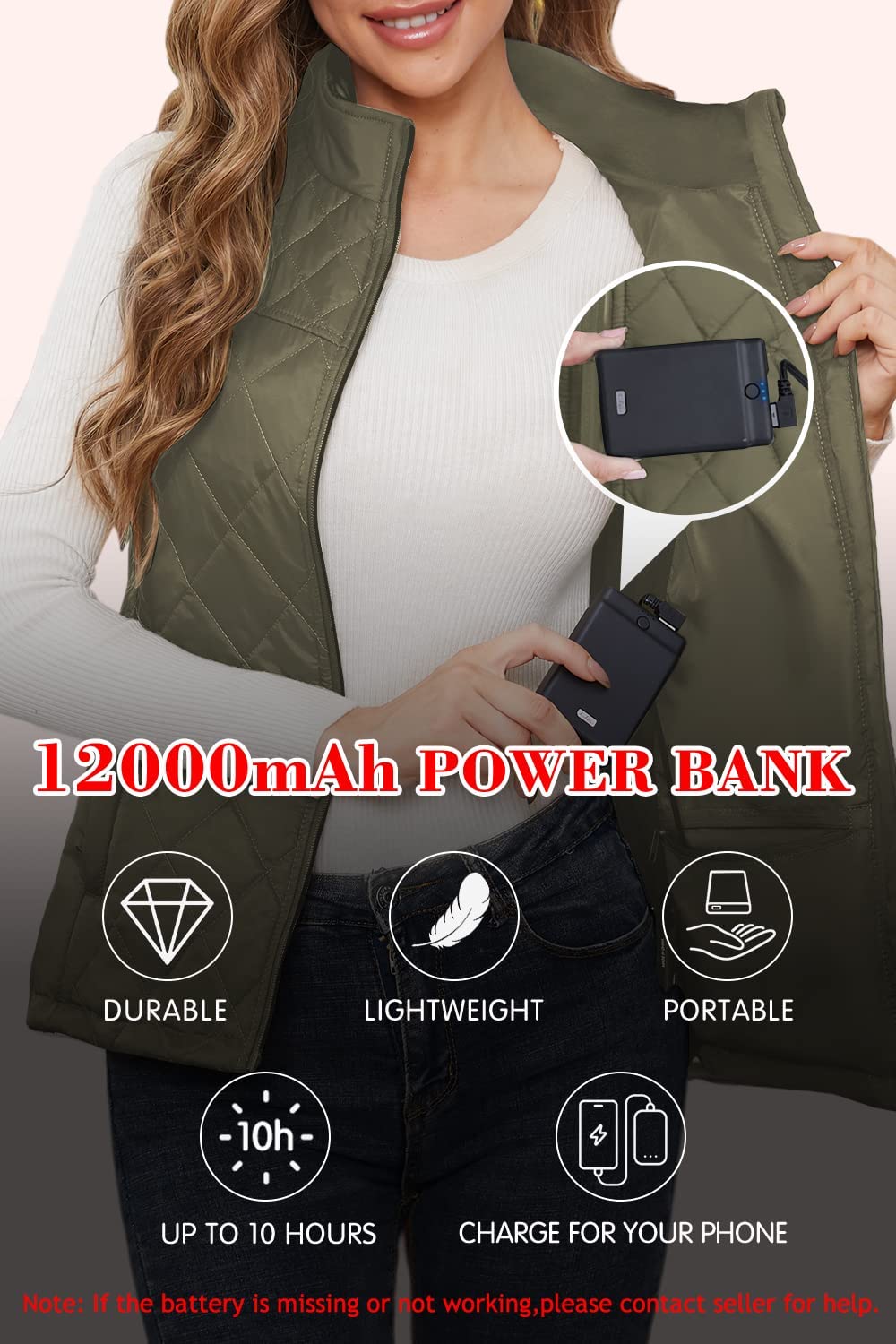 Kintiwe Gilet Riscaldato Donna con Batteria, Temperatura Regolabile Lavabile Gilet Riscaldante Giacca Riscaldabile Invernale per Caccia Moto Escursionismo e Campeggio