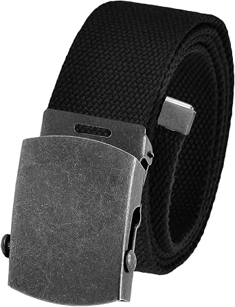 Build A Belt Mens Classic Antique Silver Slider 1.5" Wide Buckle with Canvas Web Belt