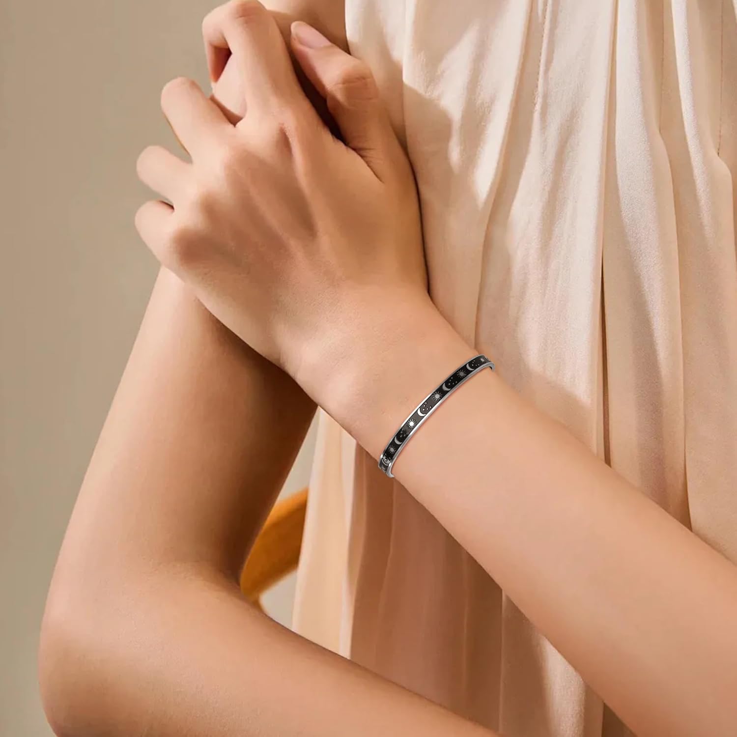 Inspirational Bracelets for Women, Stainless Steel Cuff Bracelets Jewelry Inspirational Birthday Gifts Engraved Bracelets for Friends Women - Image 2