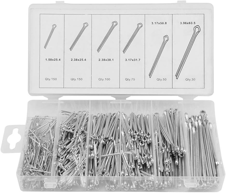 Cotter Pin,Akozon 555pc/set Mechanical Hitch Hair Tractor Fastener Clip Kit wit Case