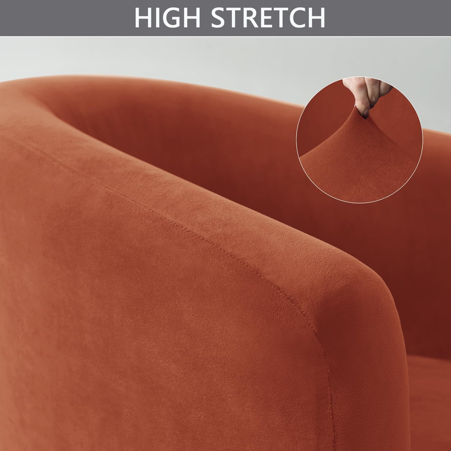 OBCREAT Club Chair Slipcovers, Stretch Armchair Covers Soft Velvet Tub Chair Cover 2 Pieces Sofa Covers Arm Chair Couch Cover Furniture Protector (Burnt Orange), YP20VECARM