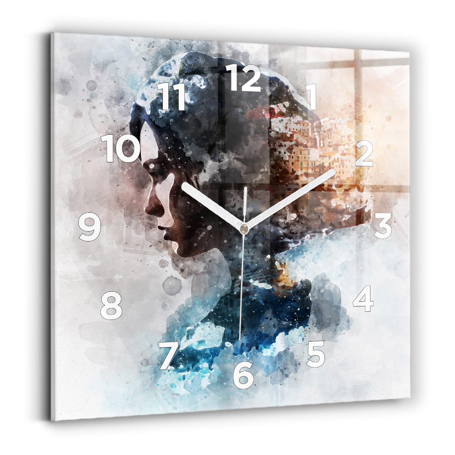 Horloge carrée moderne Wallfluent pour un salon contemporain et design