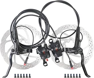 MT200 E-Bike Hydraulic Disc Brakes Set, New Upgrade 2-Pin 2-Piston Ebike Hydraulic Brakes Set with 160/180mm Rotors, Pre-Bled with Mineral Oil Electric Bike Hydraulic Brakes