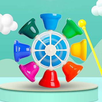 Vilihkc 8 Note HandBells Include Colorful Diatonic Metal Bells for Musical Teaching Church Chorus Holiday Party Supplies