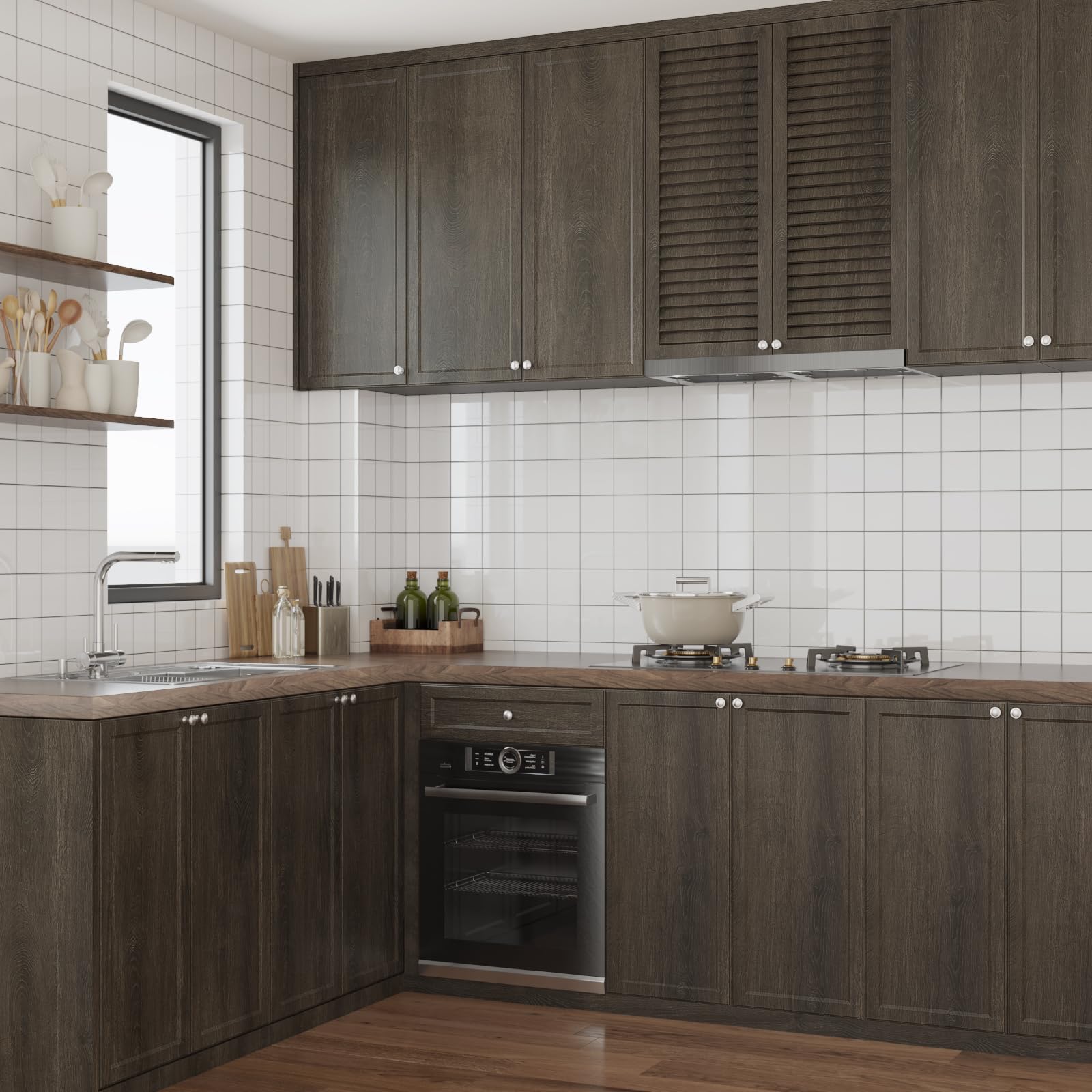 VaryPaper Dark Brown Wood Effect Peel and Stick Wallpaper 40cmx200cm Thick Wood Effect Sticky Back Plastic Vinyl Wrap for Kitchen Cupboards Counter Top Vinyl Covering Tabletops Furniture Wrap - Image 4
