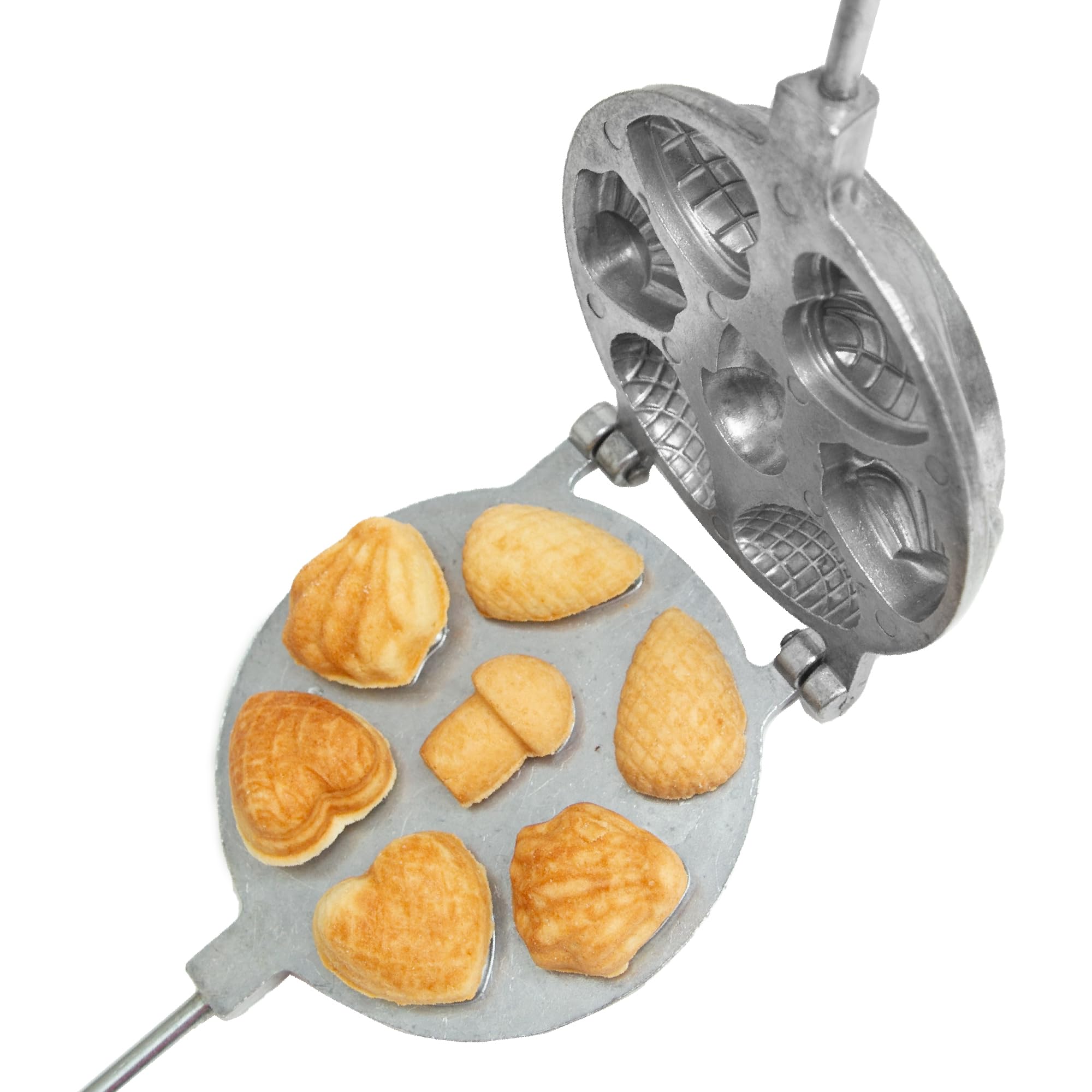 Stampo per biscotti assortiti da riempire con 2 formine per biscotti a forma di cuore + 2 formine per biscotti a forma di pigna + 1 stampo per biscotti a forma di fungo + 2 stampi per noci