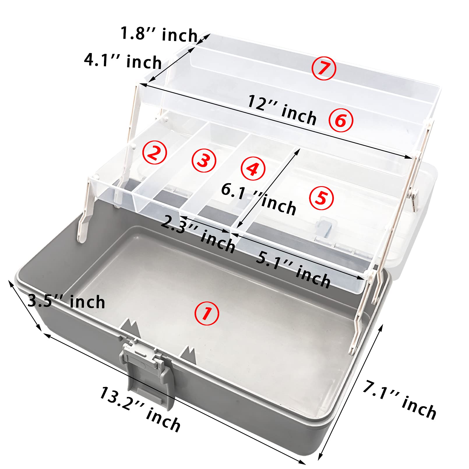 13 Inch Sewing Box Three Layers, Plastic Craft Organizers and Storage, Multifunction Craft Box