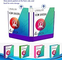 Vista 2 de 2 Inch Binders, Round 2" 3 Ring Binder, Customizable View Binder with Pockets, Assorted Colors, 4 Pack 4 Pack 2 Inch View Binder