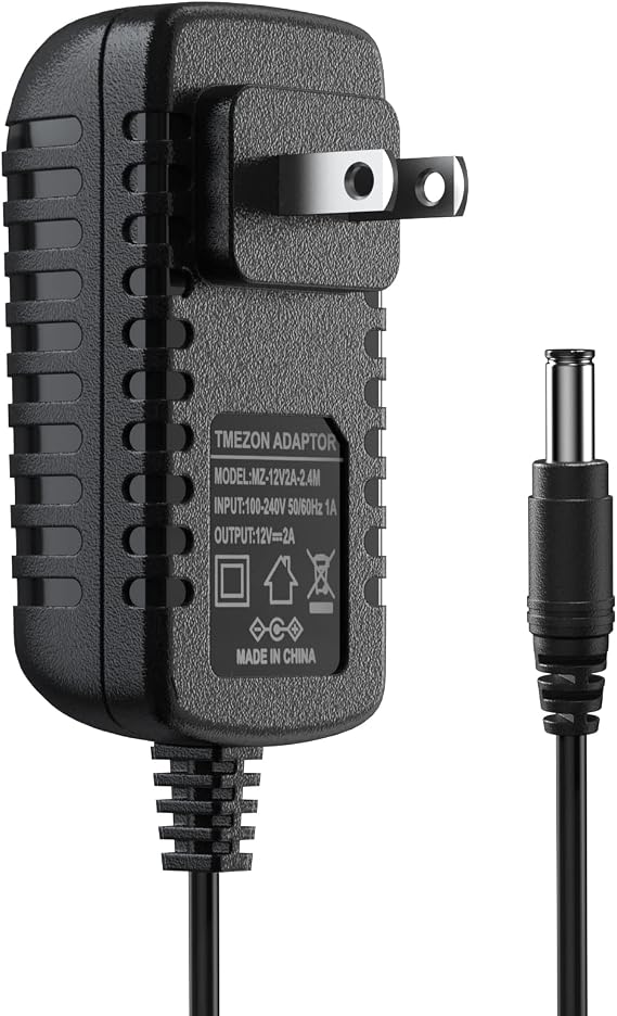 TMEZON 4 Pack DC 12V 12 Volt 2A Power Supply Adapter AC 100-240V to DC 12V Transformers, Switching Power Supply, 24W Max, 2.1mm X 5.5mm US Wall Plug Extra Long 8 Foot Cord