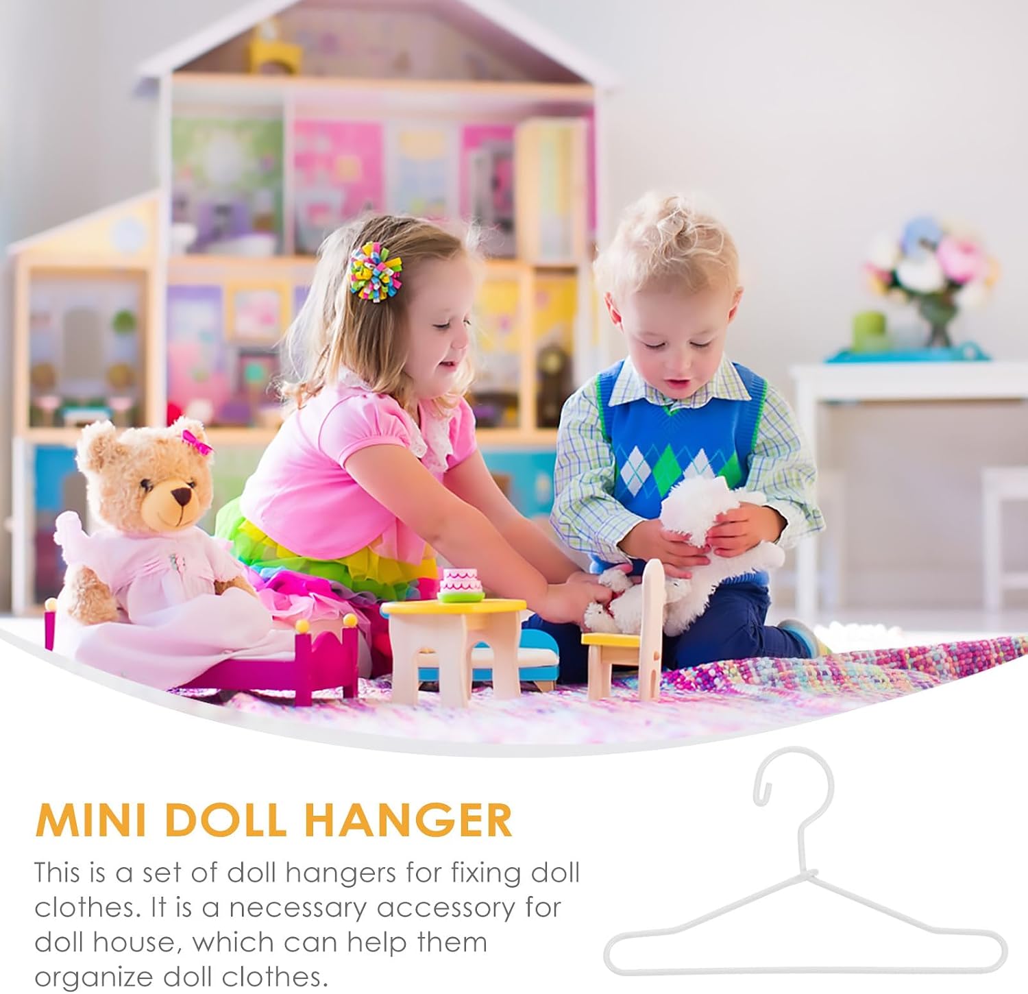 20 Pcs Doll Clothes Hanger Metal Doll Outfit Hanger Wardrobe Doll Clothes Accessories for Doll Clothes Gown Dress Outfit 65mm White