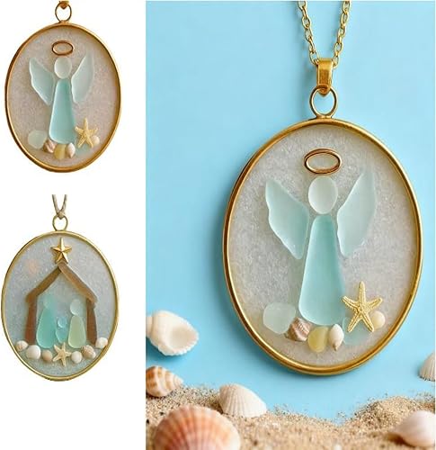Miniatura 6 de Adorno de ángel de cristal de mar, decora con estrellas de mar y conchas marinas, adorno personalizado de la amistad de cristal de mar, decoración