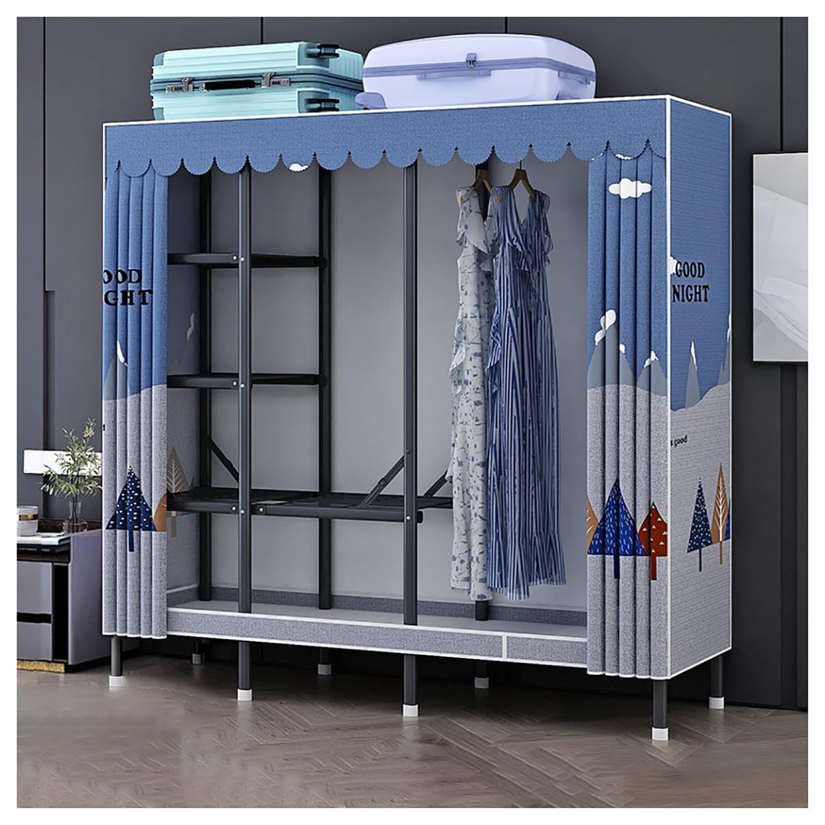 Placard de rangement en tissu portatif pour ranger une chambre sans armoire fixe