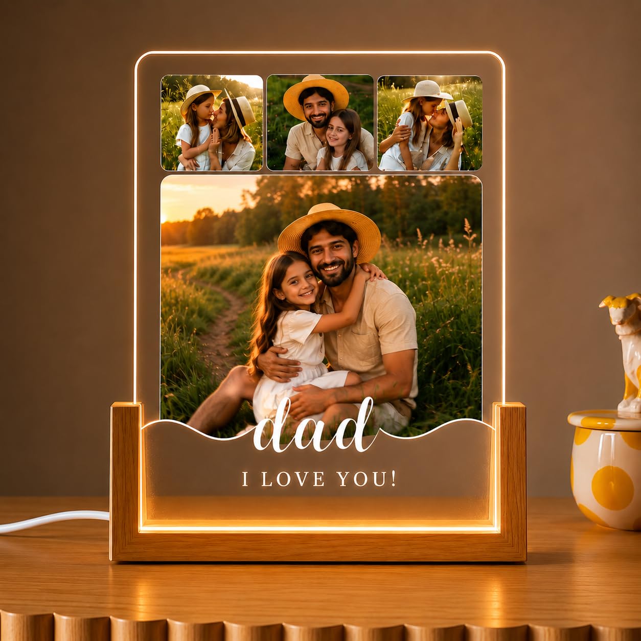 Personalized Father's Day LED Table Lamp, Custom Dad Photo Collage Acrylic Night Light (dad lamp)-picture-10