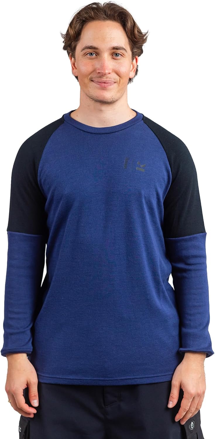 Janus Wool Kleveland 100% Merino Wool Crew Neck - Long-Sleeved - Winter Snowboarding Pullover - Soft & Comfortable