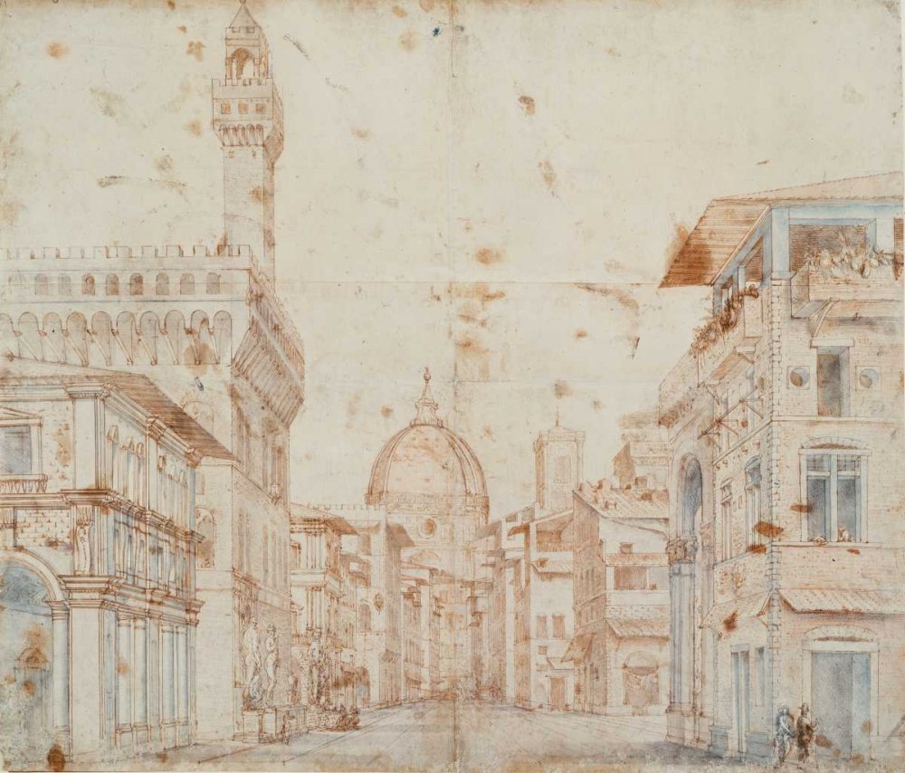 Affiche sur toile de Florence par Baldassare Peruzzi avec cadre chic 77x89 cm