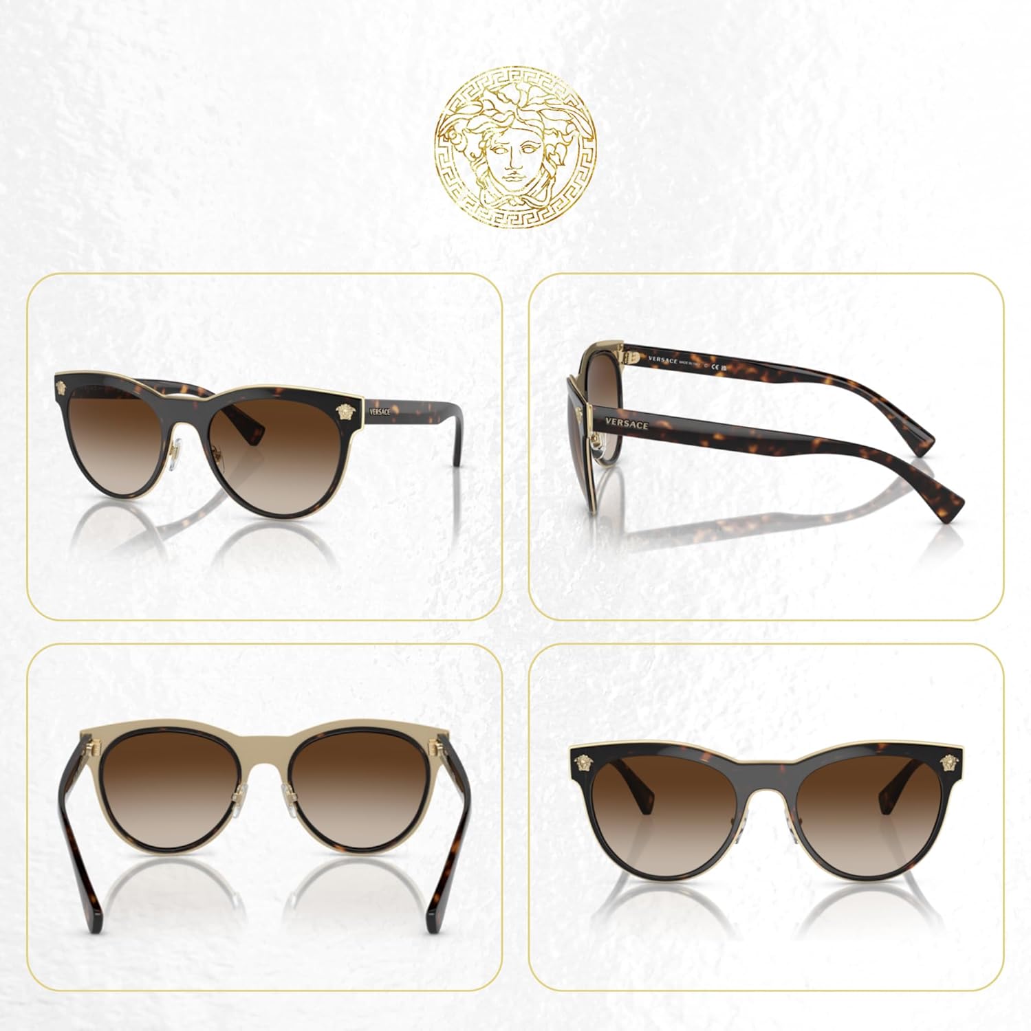 Versace VE2198 MEDUSA CHARM Round Sunglasses For Women +BUNDLE with ACCESSORY EYEWEAR KIT - Image 3