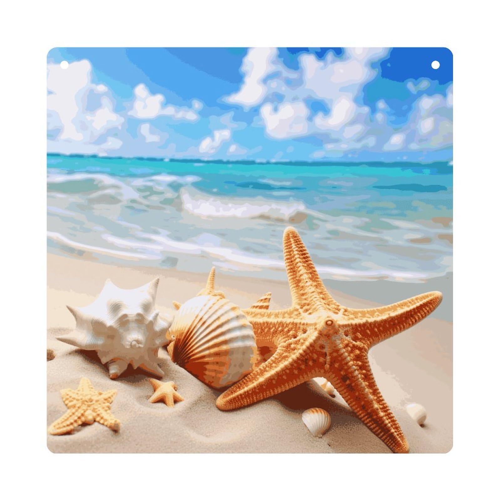 Adfgyerh Style Starfish Seashell Ocean Beach Hanging Ornaments Window Hanging Modern Acrylic Decor For Living Room Bedroom Dining Room Hallway Office Wall Decor, 8X8 In