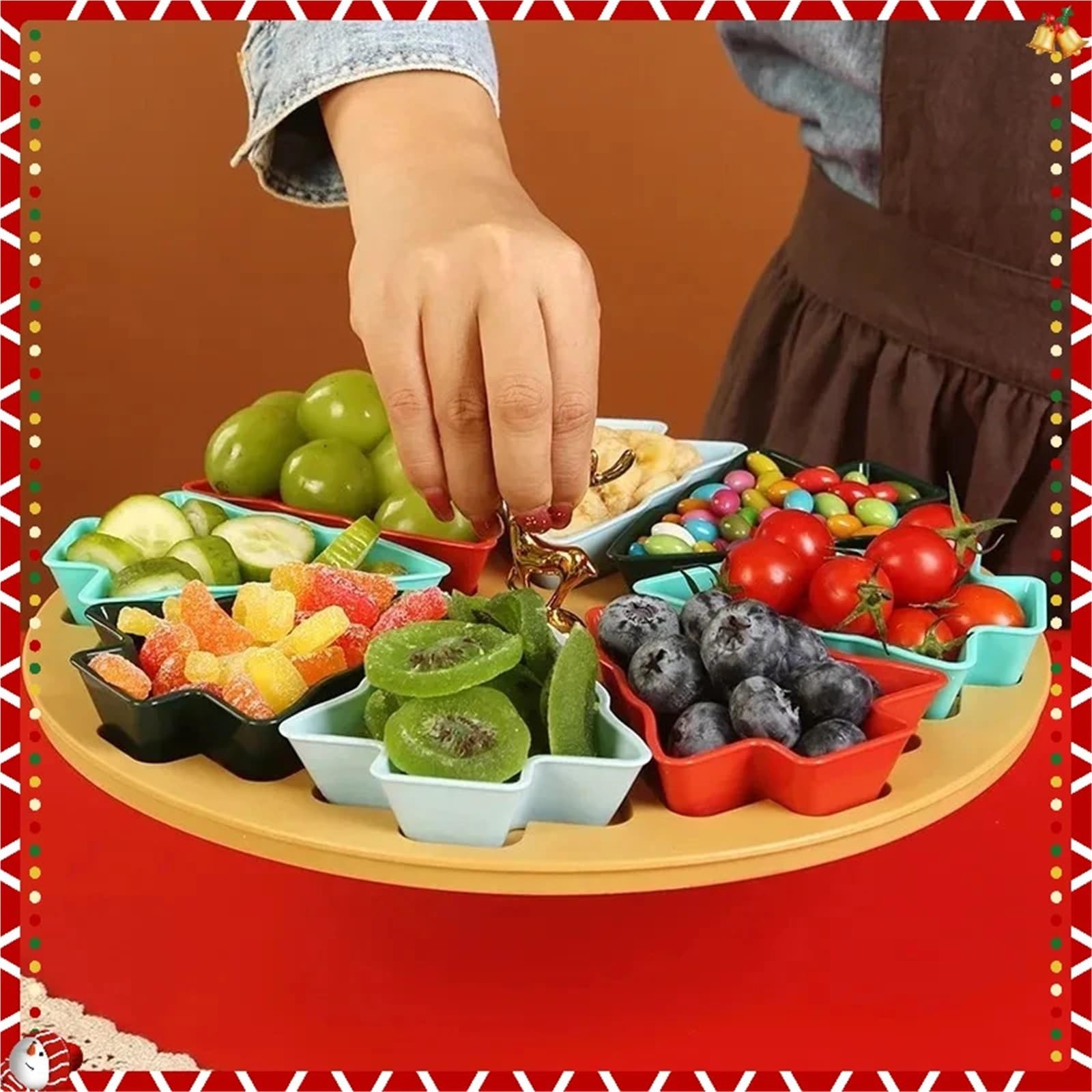 Bandeja separada con 8 rejillas en forma de árbol para Almacenar Nueces | Plato de fruta for desayuno, caja de dulces de nueces for el hogar, decoración creativa de 8 rejillas
