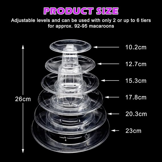 Nizirioo Round Macaron Tower Stand, 6 Tier, Food-safe PVC, Kitchen Stand for Weddings, Party Decoration, Cake Stand