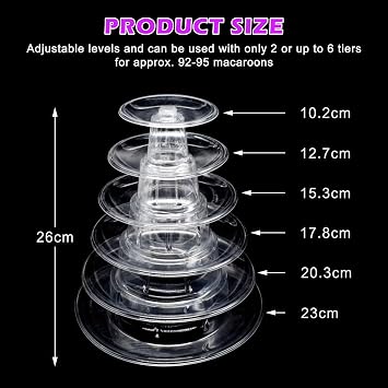 Nizirioo Round Macaron Tower Stand, 6 Tier, Food-safe PVC, Kitchen Stand for Weddings, Party Decoration, Cake Stand