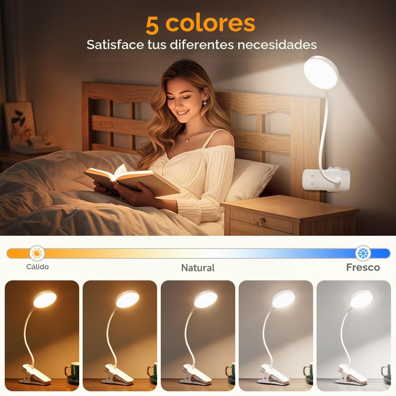 One Fire Flexo 450 LM+36 LED Lampara de Escritorio con 25 Modos de Luz, 3600mAh USB, Luz de Lectura 360° Flexo
