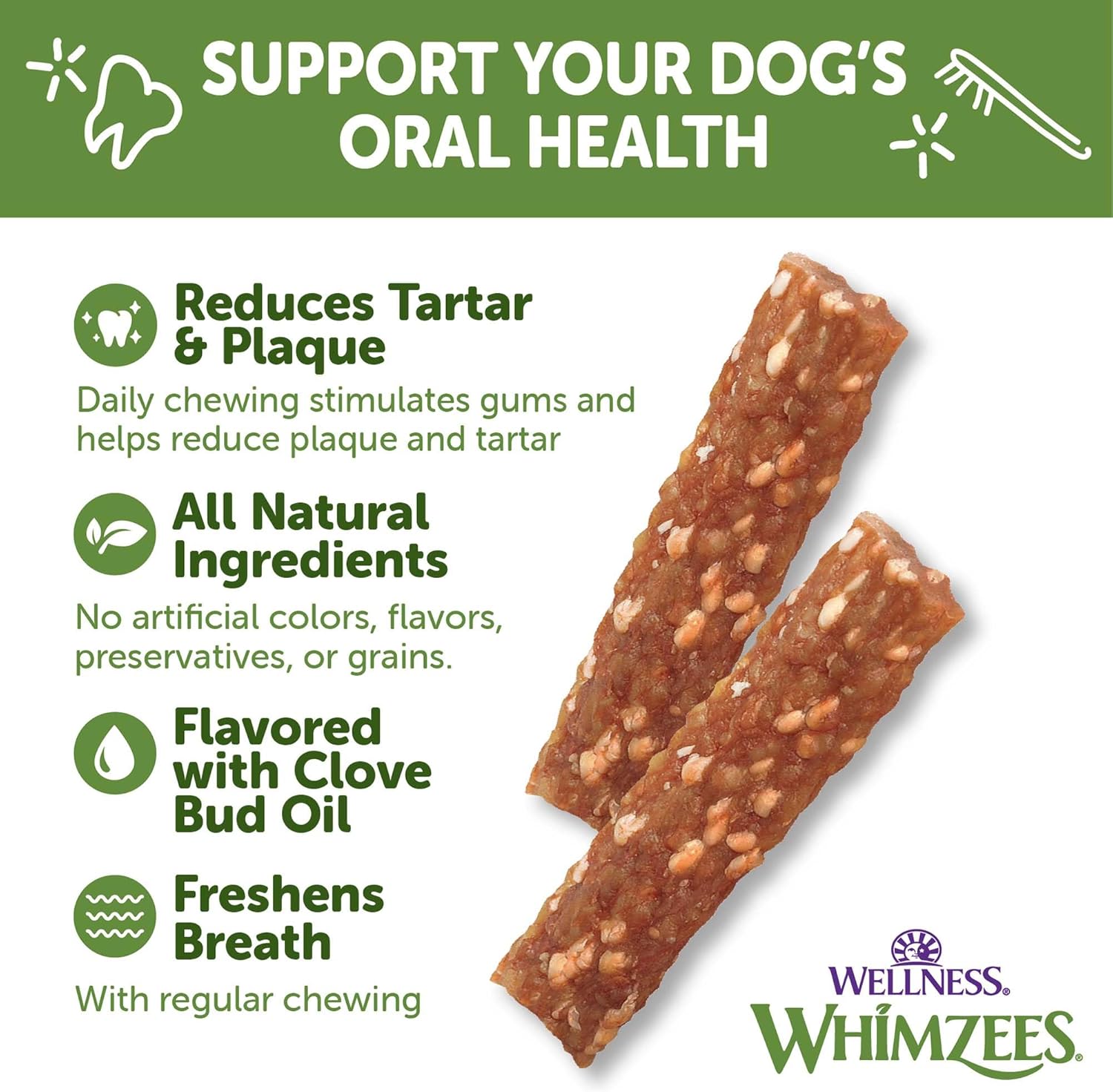 Whimzees Wellness Veggie Sausage Dog Dental Treats,Medium Size Stick,14 Count (Pack of 2)