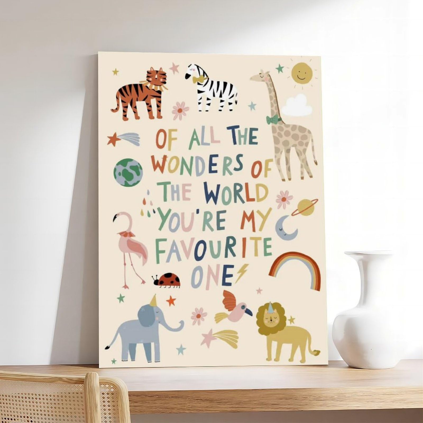 Poster sur toile avec motifs de l'alphabet de A à Z - Thème éducatif - Décoration de chambre à coucher, bureau, chambre - Cadeau - 40 x 60 cm