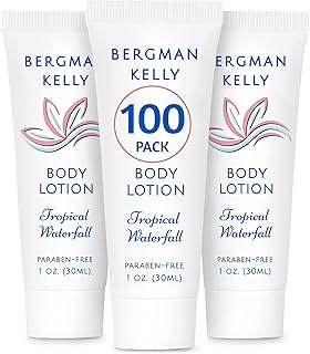 BERGMAN KELLY - Travel Size Lotion - 1 fl oz, 100 PK, Tropical Waterfall - Delight Your Guests w/Invigorating & Refreshing Body Lotion - Quality Mini & Small Size Guest Hotel Toiletries in Bulk