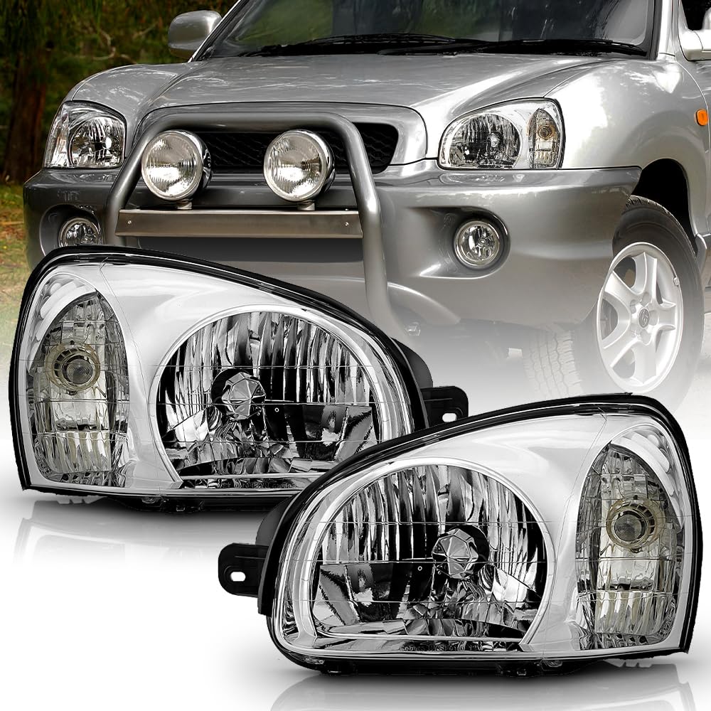 KEEKPO - For 2001 2002 2003 Hyundai Sante Fe Factory Style Headlights Headlamps Pair Set Assembly Replacement Left+Right