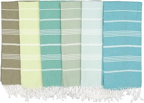 Toalla de Playa Turca de Gran Tamaño 38''x71'' - Juego de 6  Toallas de Piscina 100% Algodón Turco Ligeras Sin Arena de Secado Rápido  Toallas de