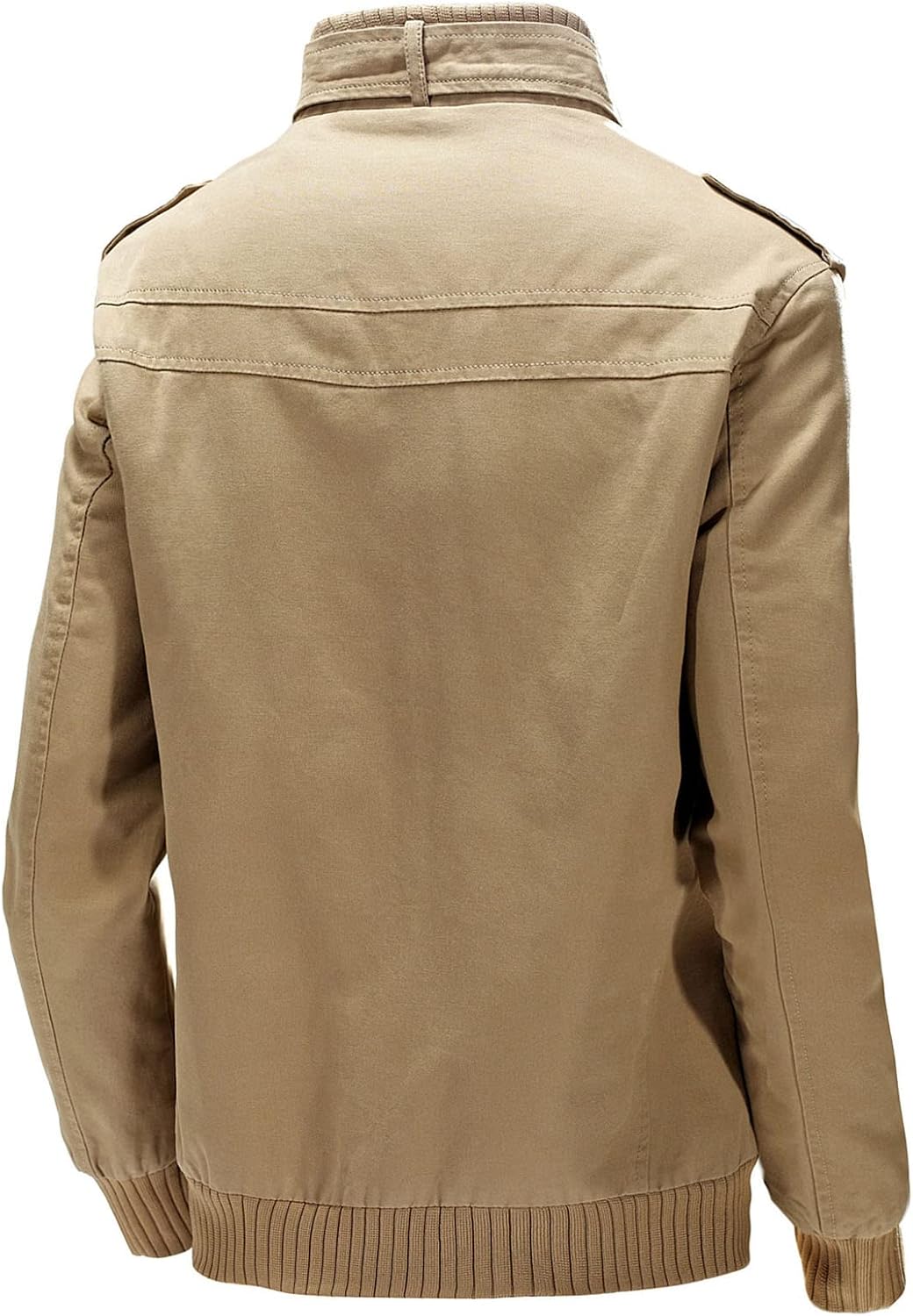 Mens Soft Cotton Military Jacket Long Sleeve Stand Collar Zipper Army Coat Fall Winter Outdoor Cargo Shirt Jacket