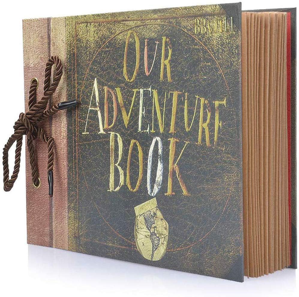 BBwill Photo Album Scrapbook DIY Handmade Album Scrapbook Movie Up Travel Scrapbook for Anniversary Wedding Travelling Baby Shower etc (Travel Scrapbook)