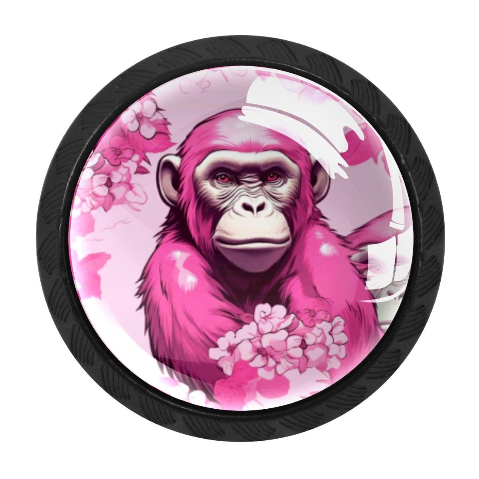 Chenzzzz Multicolored 05 4 Pack Pink Monkey Orangutan Kitchen Cabinet Knobs Drawer Knobs Dresser Knobs Matte Black Zinc Knobs Drawer Pulls Door Knobs Dresser Drawer Handles Knobs For Dresser Drawers
