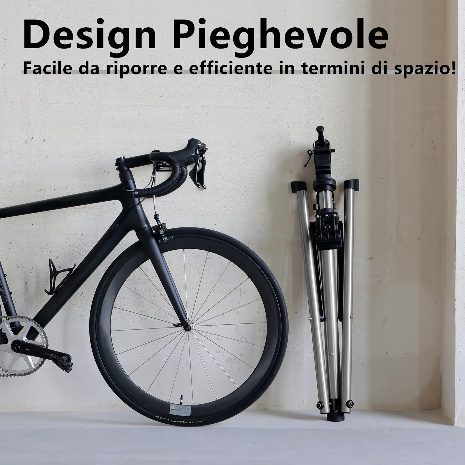 Urban Deco Supporto per riparazione bici, supporto per bici in alluminio per manutenzione, capacità 30,8 kg, regolabile in altezza, morsetto girevole a 360°, vassoio per attrezzi incluso, argento