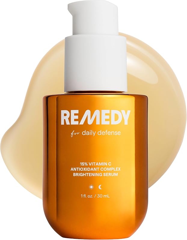 REMEDY for Daily Defense, 15% Vitamin C Complex Brightening Serum | Stabilized Vitamin C with Next-Gen Antioxidants, Ferulic Acid, Ectoin, Fragrance Free, By Dermatologist Dr. Shah, 1 fl oz