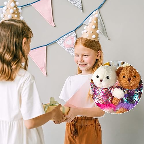 Miniatura 6 de Juego de 2 ropa de oso de peluche de verano que se adapta a la mayoría de los niños de 14 a 18 pulgadas, traje de peluche de oso de peluche para