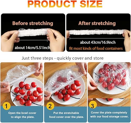 Miniatura 3 de 200 fundas para tazones a prueba de pan con bolsas de almacenamiento, se adaptan a cuencos de hasta 12 pulgadas, envoltura de plástico para