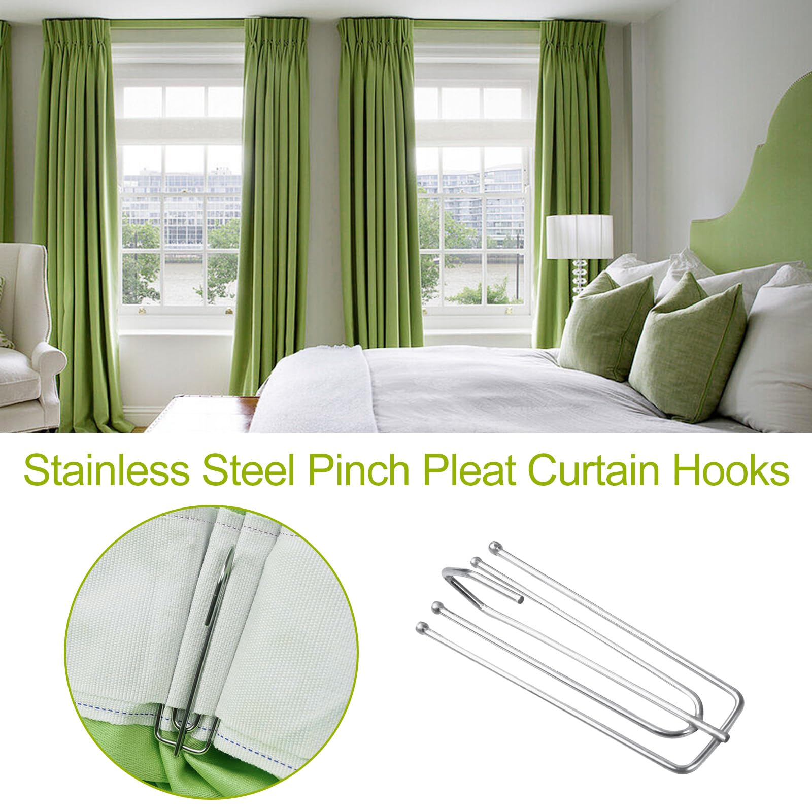 Ganci Per Tende In Acciaio Inox: Set Da 35 Pezzi Con 4 Denti, Perfetti Per Tende Pesanti E Porte
