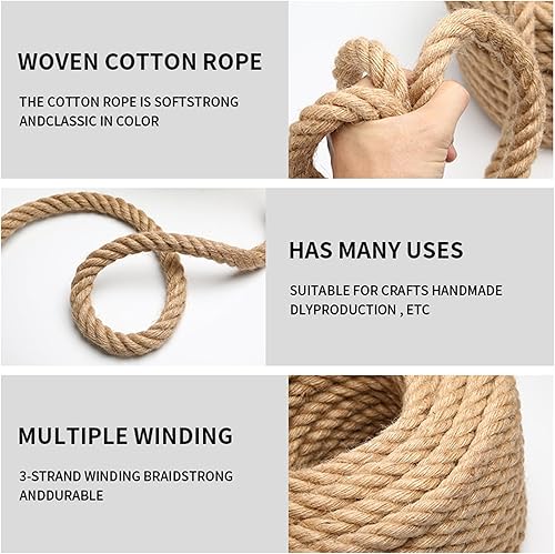 Miniatura 2 de FYIN-HONG Cuerda de yute, cuerda de cáñamo natural de 14 de pulgada, cuerda de manila trenzada para manualidades, jardinería, escalada, hamaca,