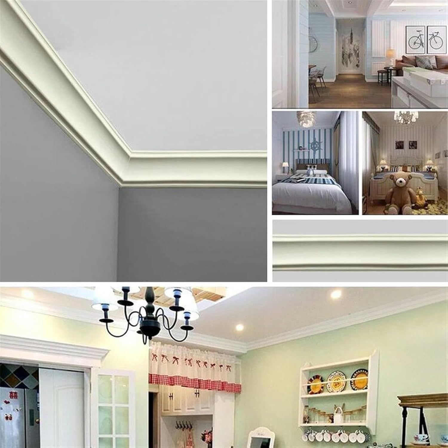 16.4ft Flexible Quarter Round Molding Trim | Self-Adhesive Caulk Moulding Trim Strips | Waterproof Caulk Strip | Skirting Floor Edging Strip for Wall Corner, Floor, Ceiling, Tile Edge